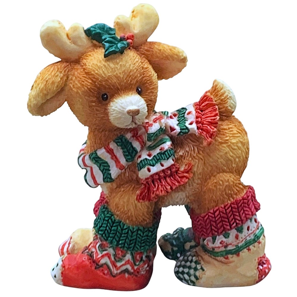 SOCKS Reindeer Santa's Deerlivery 651141  Vtg NOS 1994 Enesco‎ Mary Rhyner